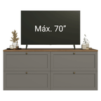 Rack para TV hasta 70 Pulgadas 160 cm 4 Cajones Marrón/Gris Vik Madesa