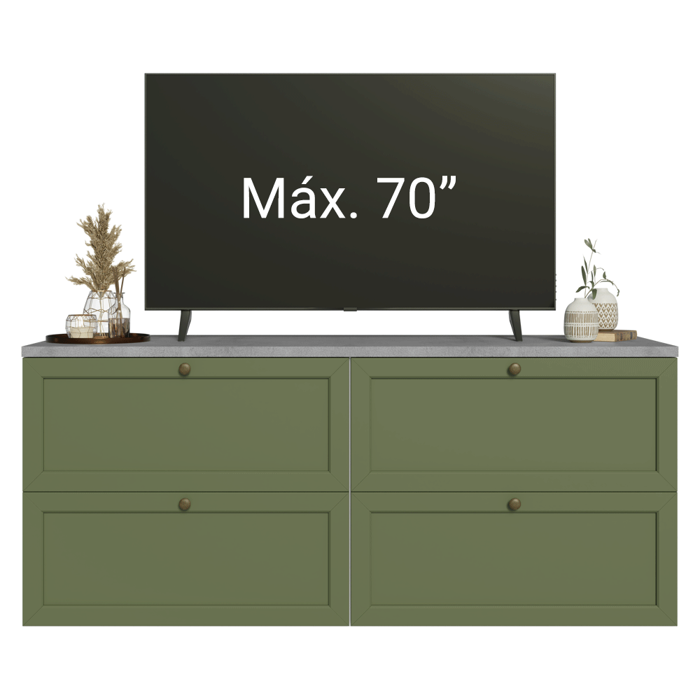 Rack para TV hasta 70 pulgadas, 160cm, 4 cajones, Blanco/Verde Vik 04