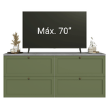 Rack para TV hasta 70 pulgadas, 160cm, 4 cajones, Blanco/Verde Vik 04