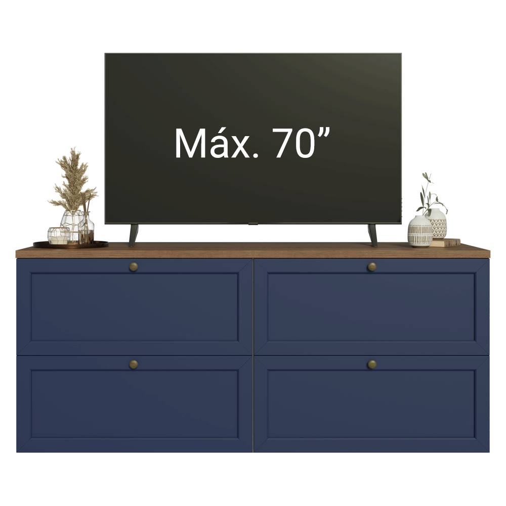 Rack para TV hasta 70 Pulgadas 160 cm 4 Cajones Marrón/Azul Vik Madesa