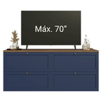 Rack para TV hasta 70 Pulgadas 160 cm 4 Cajones Marrón/Azul Vik Madesa