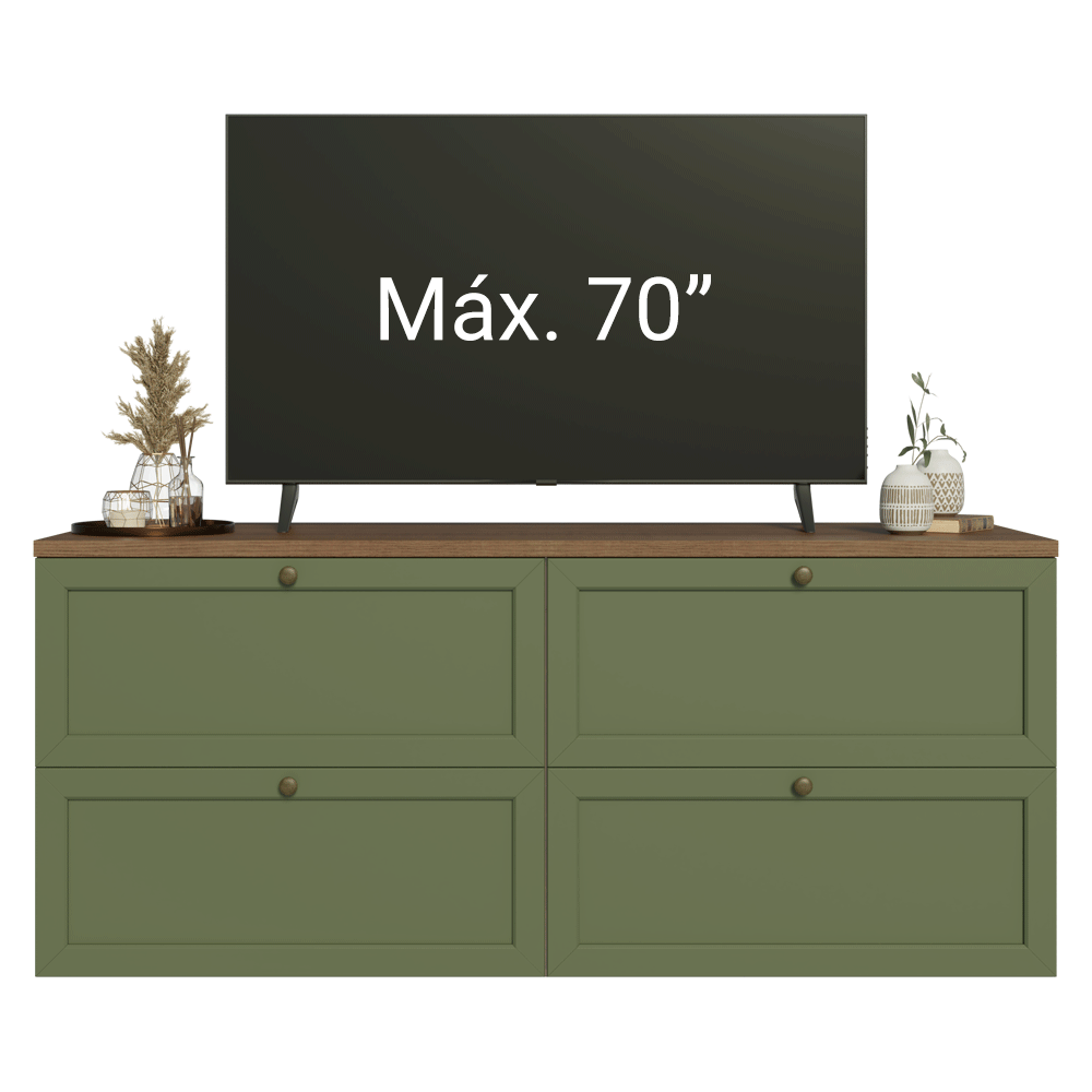 Rack para TV hasta 70 Pulgadas 160 cm 4 Cajones Marrón/Verde Vik Madesa
