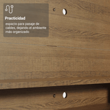 Rack con Panel para TV hasta 60 Pulgadas 180 cm con Patas Marrón/Negro/Marrón Reims Madesa