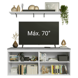 Rack para TV hasta 70 pulgadas + repisas de 160cm, Blanco/Azul Vik 05
