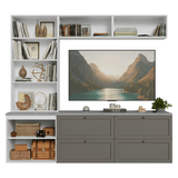 Centros de Entretenimiento con Rack + Cristaleiro 230 cm Blanco/Gris/Blanco Vik Madesa 01