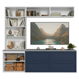Centros de Entretenimiento con Rack + Cristaleiro 230 cm Blanco/Azul/Blanco Vik Madesa 01