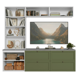 Centros de Entretenimiento con Rack + Cristaleiro 230 cm Blanco/Verde/Blanco Vik Madesa 01