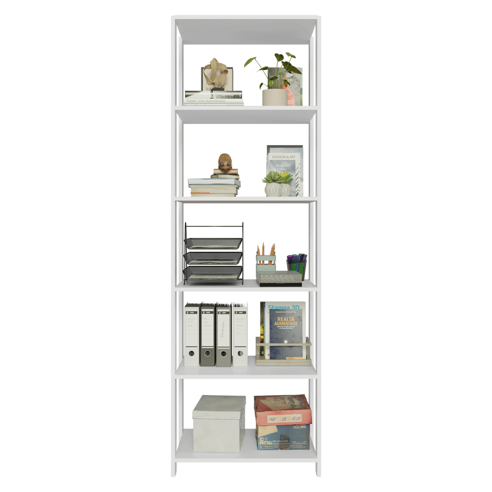 Mueble/Estante de Oficina Multiusos, 59 cm, 5 Baldas, Blanco