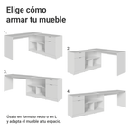 Escritorio Esquinero Gamer 300 cm Blanco Roma Madesa