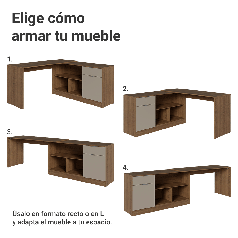 Escritorio Esquinero Gamer 300 cm Marrón/Crema Roma Madesa