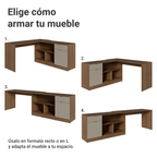 Escritorio Esquinero Gamer 300 cm Marrón/Crema Roma Madesa