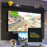 Escritorio Gamer Madesa 9409 con Panel para TV hasta 65 Pulgadas Blanco/Negro