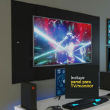 Escritorio Gamer Madesa 9409 con Panel para TV hasta 58 Pulgadas Blanco/Negro