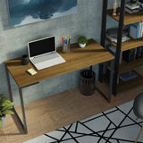 Combo Escritorio/Oficina con Mesa Industrial + Estante Negro/Marrón Madesa