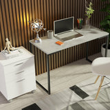 Combo Escritorio/Oficina con Mesa Industrial + Cajonera Blanco/Gris Madesa