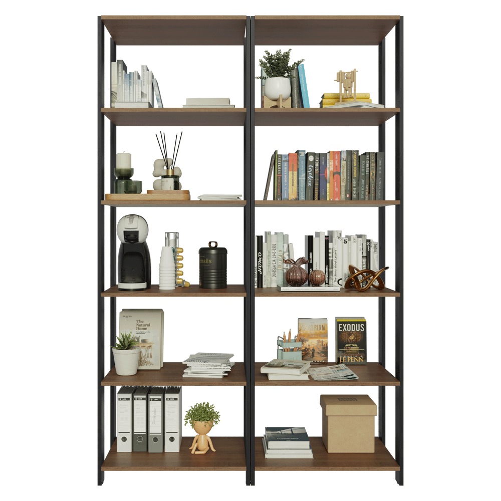 Estante Multiuso para Oficina 118cm Marrón/Negro Madesa