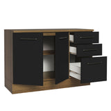 Bajo Mesada Multiuso 120cm 2 Puertas 3 Cajones Marrón/Negro Agata Madesa