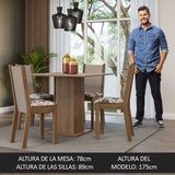 Juego de Comedor Mesa Tapa de Madera 4 Sillas Marrón/Crema/Hibiscos Alana Madesa