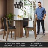 Juego de Comedor Madesa Alana Mesa Tapa de Madera con 4 Sillas Marrón/Negro