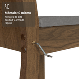 Juego de Comedor Mesada de Madera 4 Sillas Luana Marrón/Silver