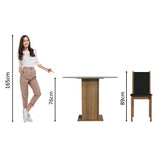 Juego de Comedor Madesa Nanda Mesa Tapa de Vidrio Redondo 4 Sillas Marrón/Negro