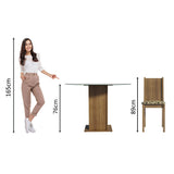 Juego de Comedor Madesa Paula Mesa Tapa de Vidrio Redondo 4 Sillas Marrón/Beige Marrón