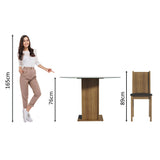 Juego de Comedor Madesa Paula Mesa Tapa de Vidrio Redondo 4 Sillas Marrón/Negro