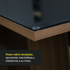 Juego de Comedor con Vidrio Sobrepuesto 4 Sillas Marrón/Negro/Silver Marilia Madesa