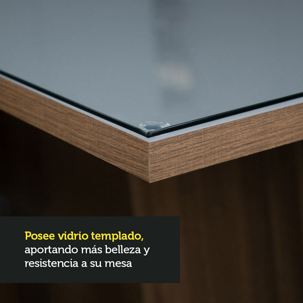 Juego de Comedor Mesa con Tapa de Vidrio 4 Sillas Marrón/Gris/Silver Anaju Madesa