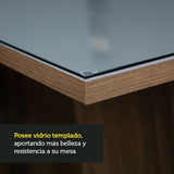 Juego de Comedor Mesa con Tapa de Vidrio 4 Sillas Marrón/Gris/Silver Anne Madesa