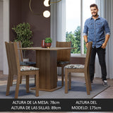 Juego de Comedor Mesa Tapa de Madera 4 Sillas Marrón/Crema/Floral Hibiscos Samara Madesa