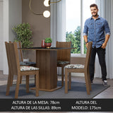 Juego de Comedor Mesa Tapa de Madera 4 Sillas Marrón/Negro/Floral Hibiscos Samara Madesa