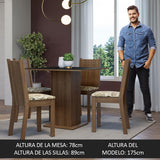 Juego de Comedor Mesa Tapa de Madera 4 Sillas Marrón/Negro/Lírio Beige Samara Madesa