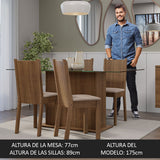 Juego de Comedor Mesa Tapa de Vidrio 4 Sillas Marrón/Sintético Beige España Madesa