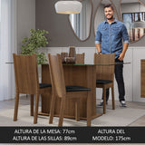 Juego de Comedor Mesa Tapa de Vidrio 4 Sillas Marrón/Negro España Madesa