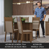 Juego de Comedor Mesa Tapa de Vidrio 4 Sillas Marrón/Crema/Sintético Beige Savana Madesa