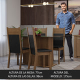 Juego de Comedor Mesa Tapa de Vidrio 4 Sillas Marrón/Negro Savana Madesa