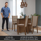 Juego de Comedor Mesa Tapa de Vidrio 4 Sillas Marrón/Crema/Sintético Beige Yara Madesa