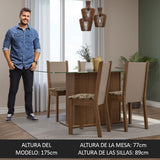 Juego de Comedor Mesa Tapa de Vidrio 4 Sillas Marrón/Crema/Beige Marrón Yara Madesa