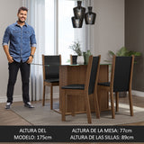 Juego de Comedor Mesa Tapa de Vidrio 4 Sillas Marrón/Negro Yara Madesa