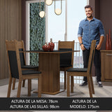 Juego de Comedor Mesa Tapa de Madera 4 Sillas Marrón/Negro Claire Madesa