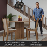 Juego de Comedor Mesa Tapa de Madera 4 Sillas Marrón/Crema/ Hibiscos Briana Madesa