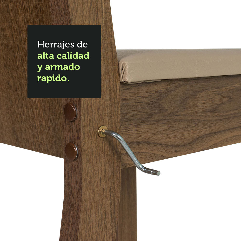Juego de Comedor Mesa con Tapa de Cristal 4 Sillas Marrón/Crema/Sintético Beige Perla Madesa