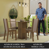 Juego de Comedor Mesa Tapa de Vidrio 4 Sillas Marrón/Crema/Beige Marrón Tifani Madesa