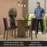 Juego de Comedor Mesa Tapa de Vidrio 4 Sillas Marrón/Negro Tifani Madesa