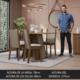 Juego de Comedor Mesa Tapa de Madera 4 Sillas Marrón/Crema/Hibiscos Sophie Madesa