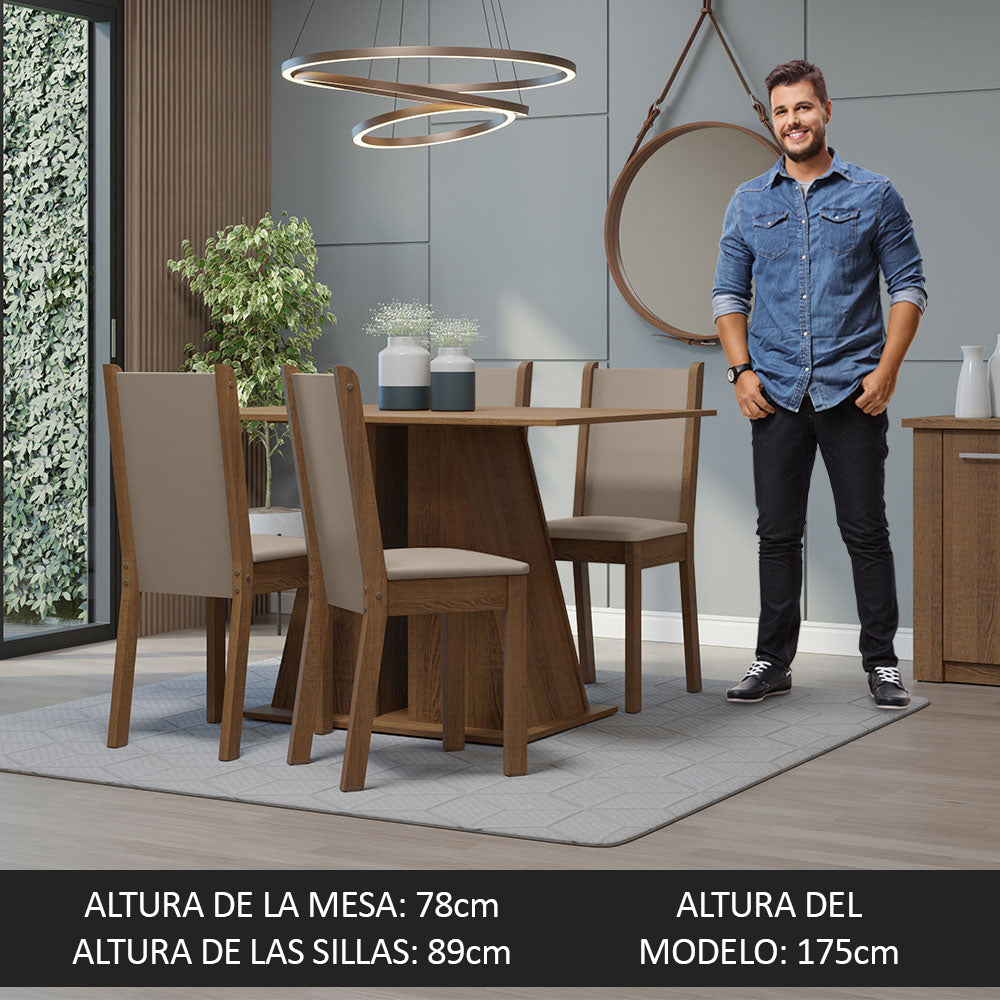 Juego de Comedor Mesa Tapa de Madera 4 Sillas Marrón/Beige Sophie Madesa