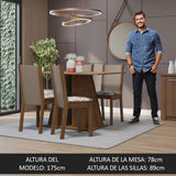 Juego de Comedor Mesa Tapa de Madera 4 Sillas Marrón/Hibiscos Sophie Madesa