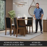 Juego de Comedor Mesa Tapa de Madera 4 Sillas Marrón/Negro Sophie Madesa