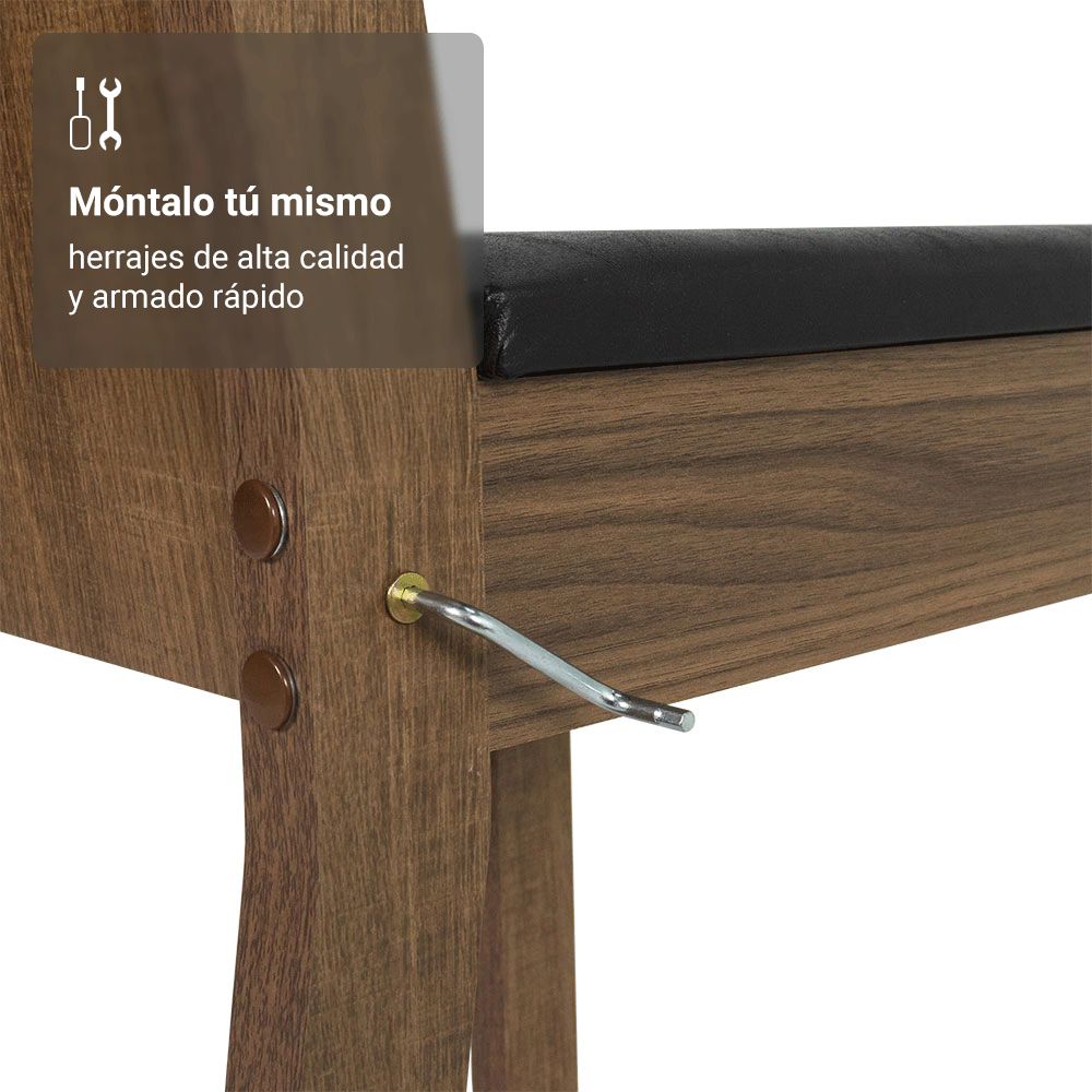 Juego de Comedor Mesa Tapa de Vidrio 4 Sillas Negro/Marrón Kiara Madesa